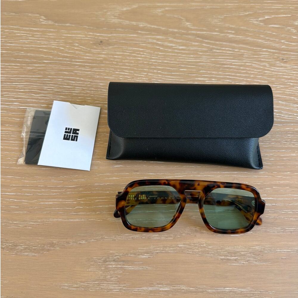 Elisa Johnson Sunglasses Jane Aviator One Size  Brown Green